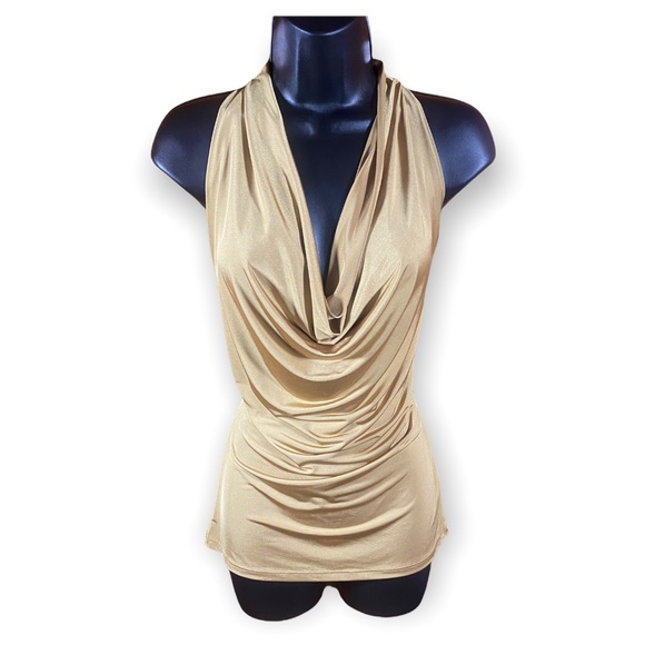 Unica U.S.A. Tops - Gold Halter Top
